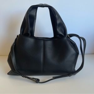 Faux Black Leather Cross Body Handbag